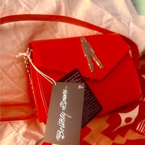 Britney Spears Limited Edition Oops Red Crossbody Bag with Silver Accents